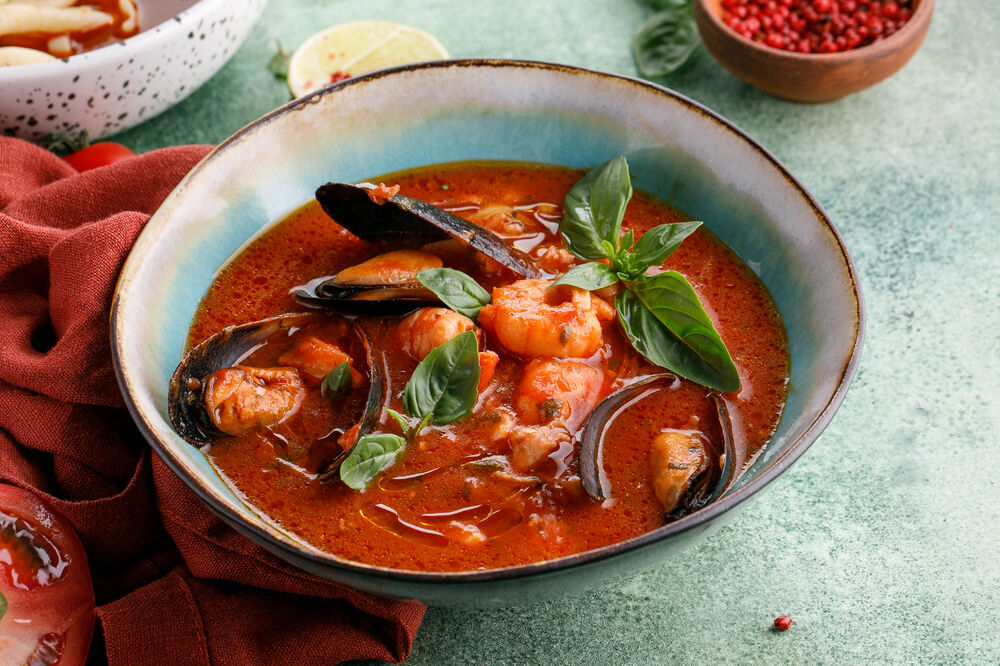 Batumi tomato soup with seafood
