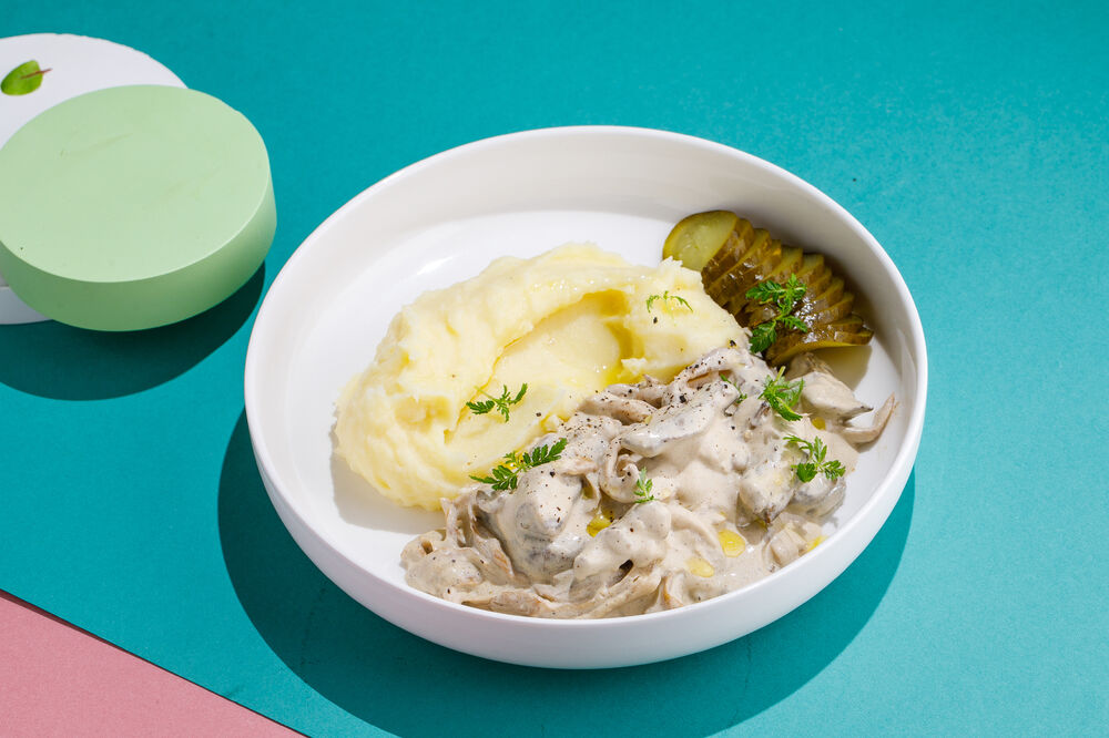 Beef Stroganoff with mashed potatoes