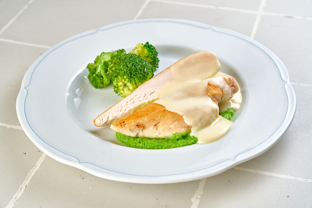 Chicken breast with broccoli and parmesan
