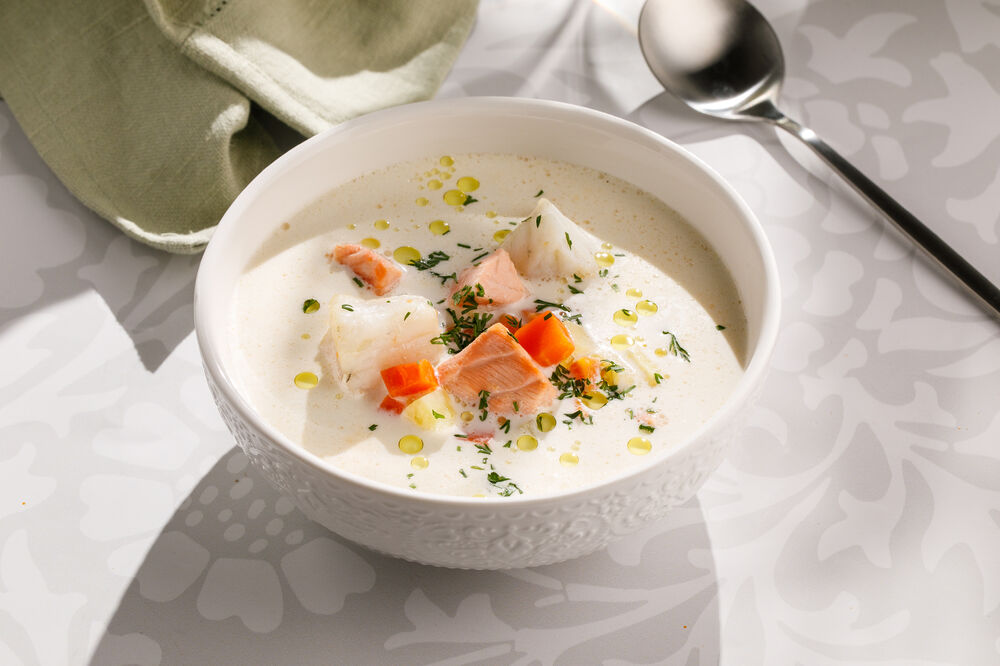 Soup "Karelian fish soup" with trout and cream