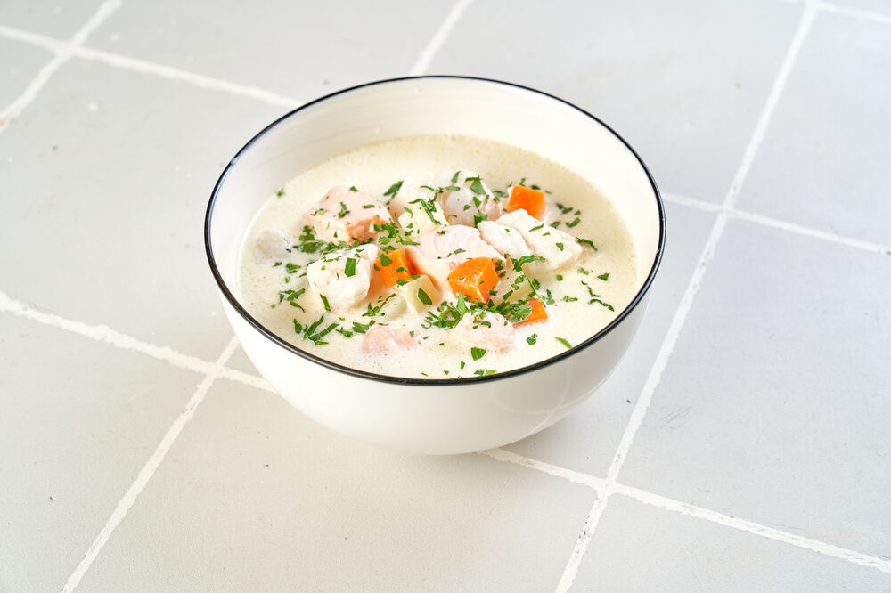 Soup "Karelian fish soup" with trout and cream