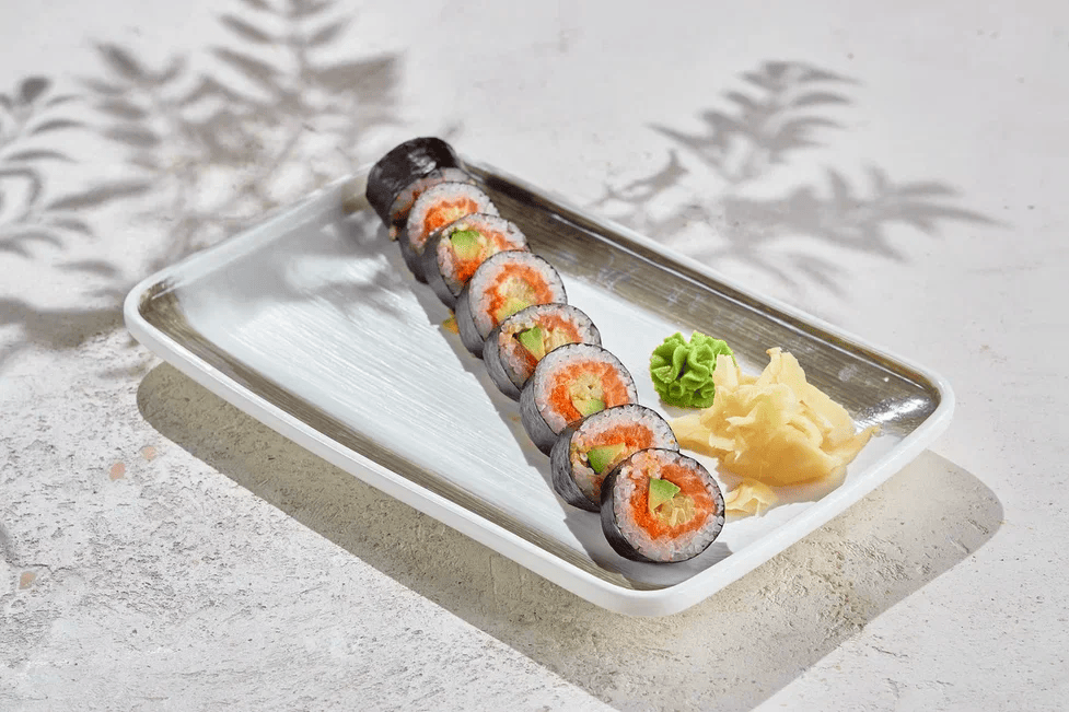 Roll with salmon and cucumber