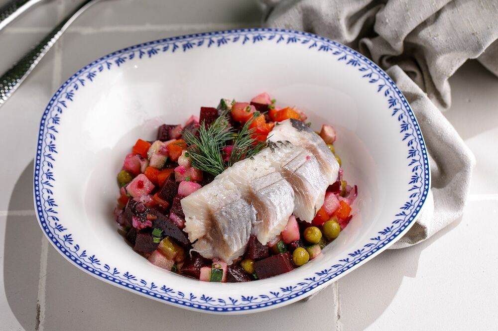 Vinaigrette salad with herring