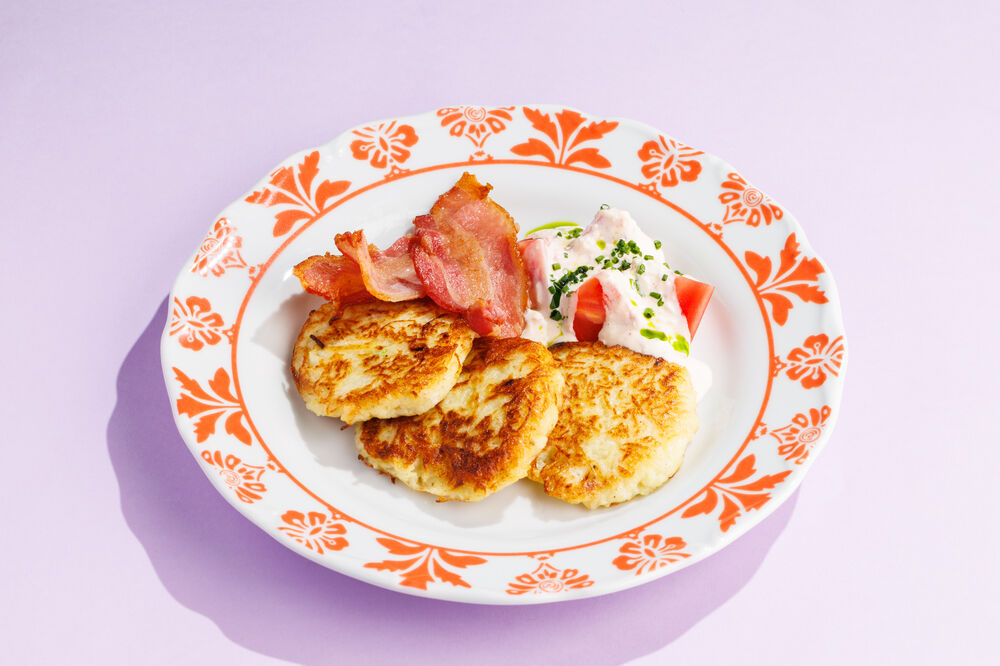 Potato pancakes with bacon