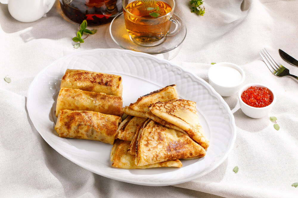 Pancakes with poppy seeds and cottage cheese