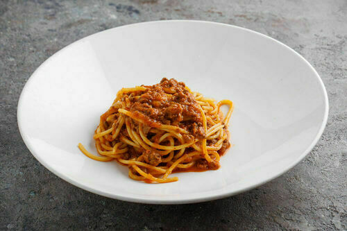 Spaghetti with soy meat Bolognese