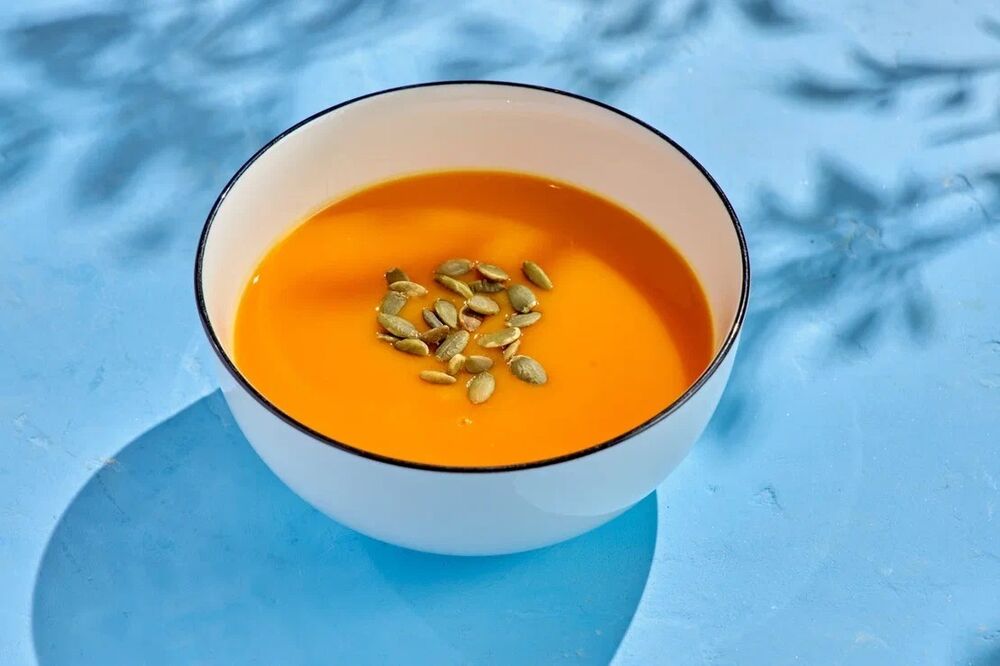 Pumpkin cream soup with coconut milk