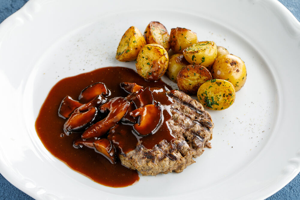 Vegan steak with shiitake Demi-glace sauce