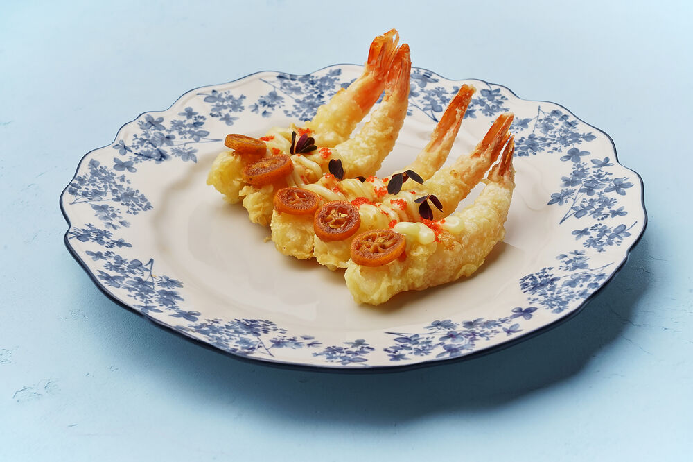  Shrimp tempura with kumquat