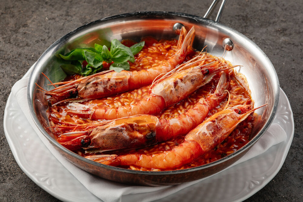 Carabinera shrimp with rice  on promotion