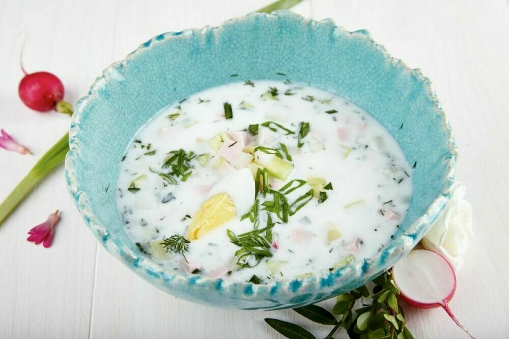 Okroshka soup with kefir