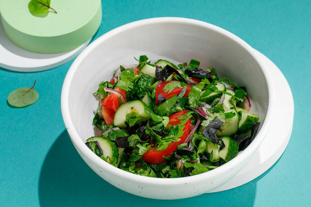 Georgian style salad with spices and kakhetian oil