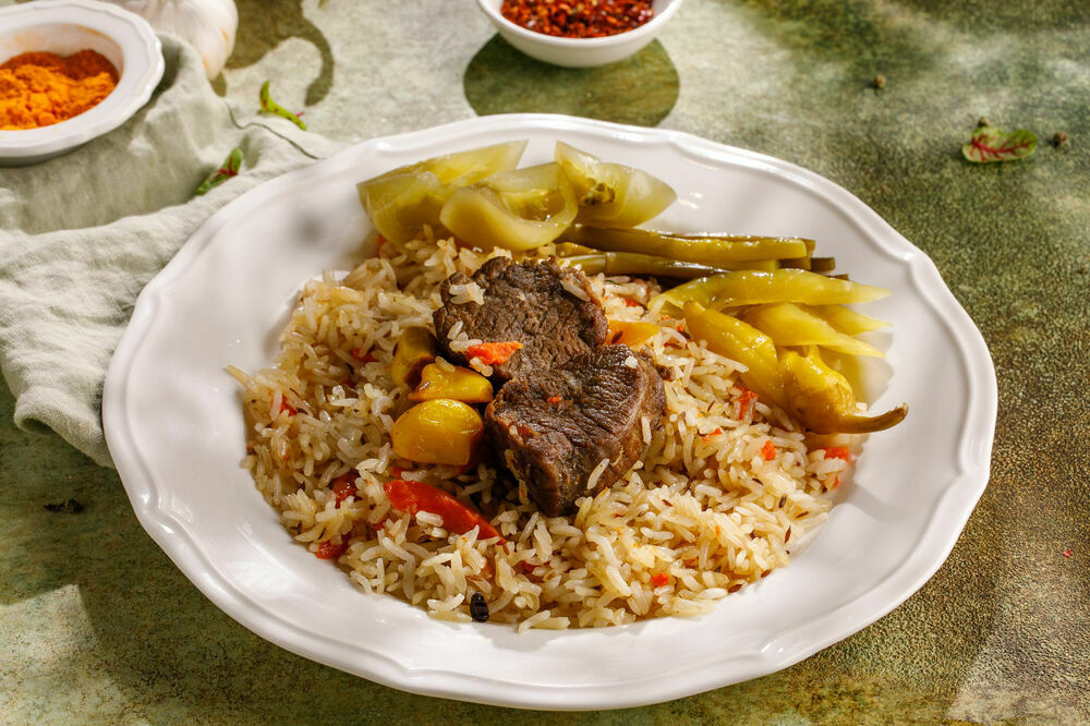Pilaf with mutton in Uzbek