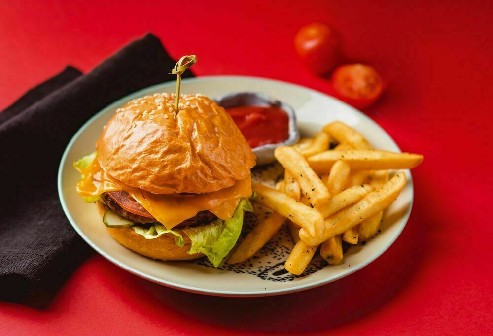 Moko burger with beef and French fries