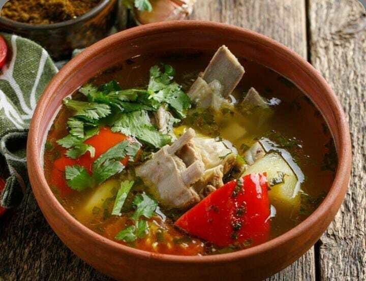 Khashlama soup with lamb ribs