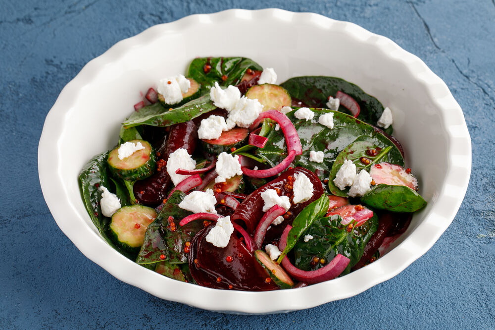 Young beet salad with Feta cheese