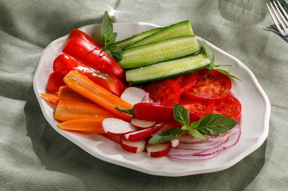 Seasonal vegetables with garden greens