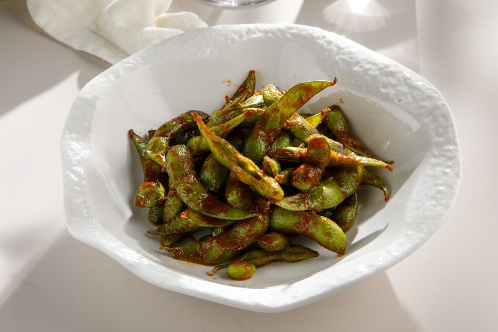 Edamame beans with Kimchi sauce