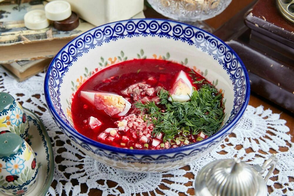 Beetroot soup with veal