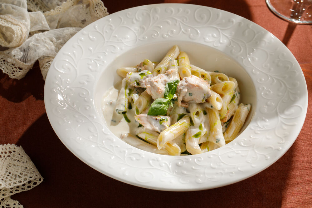 Penne with smoked salmon