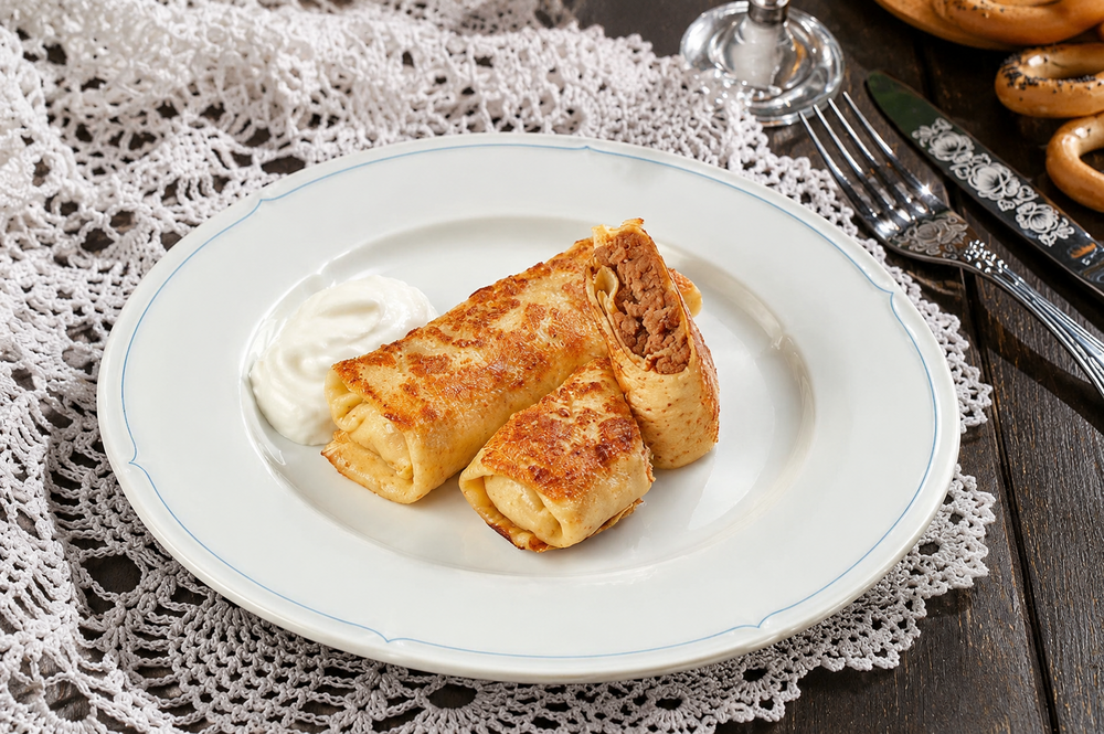 Pancakes with meat