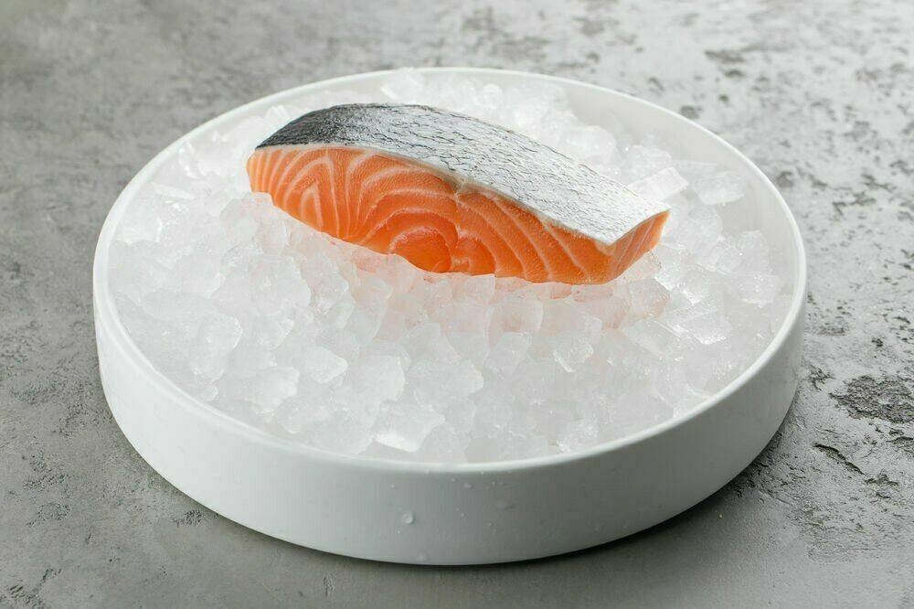 Chilled salmon steak