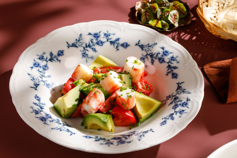 Овощной салат с крабом 