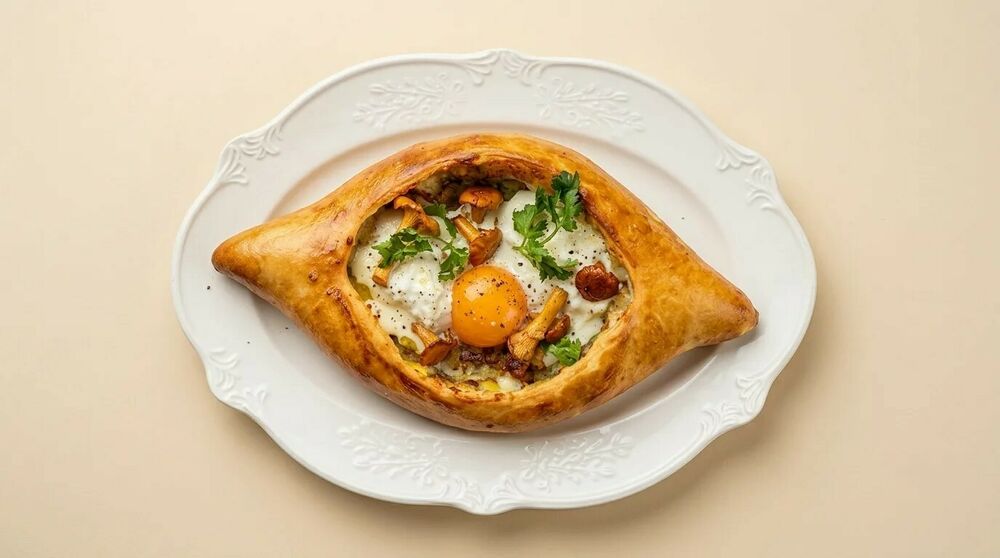 Khachapuri with chanterelles