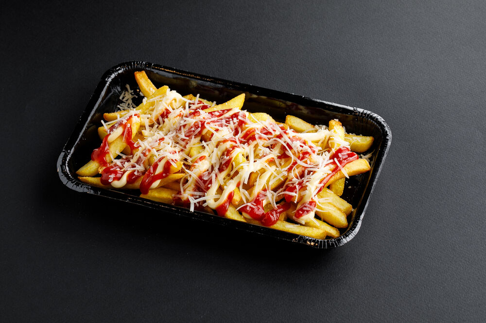 French fries with parmesan and truffle sauce