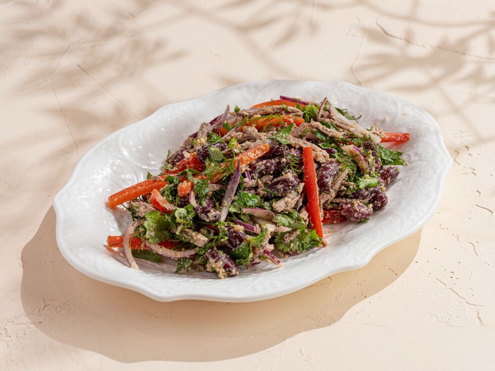 Georgian salad Tbilisi with beef and vegetables