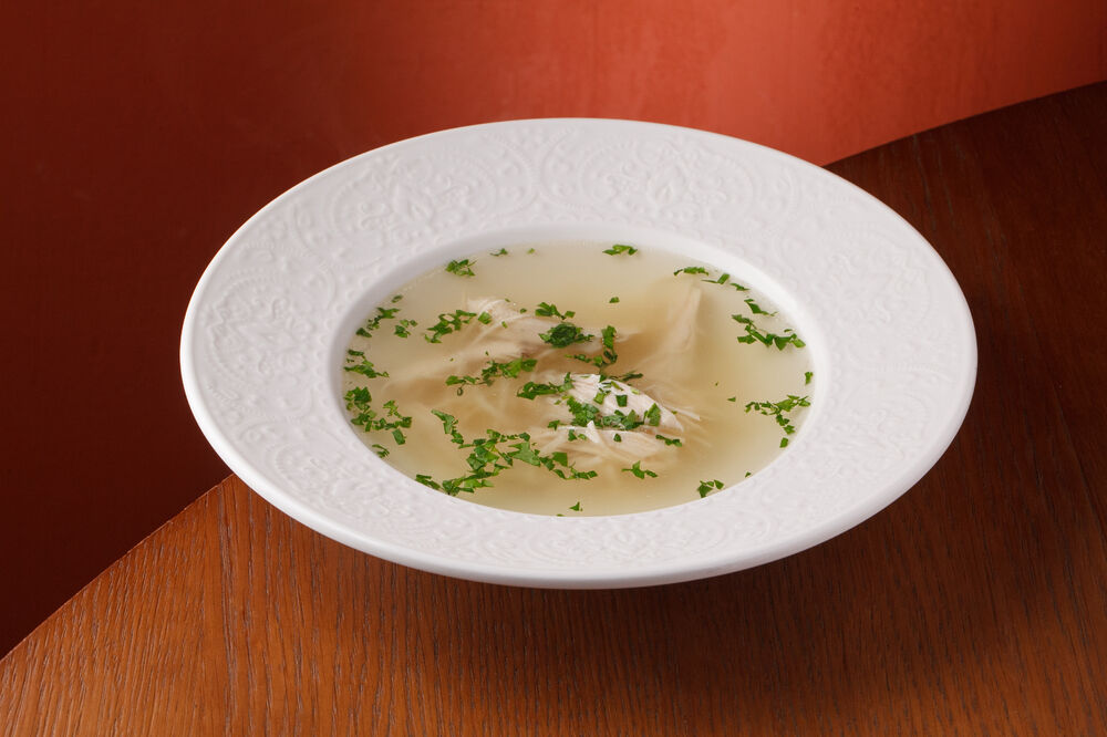  Chicken broth with noodles and chicken