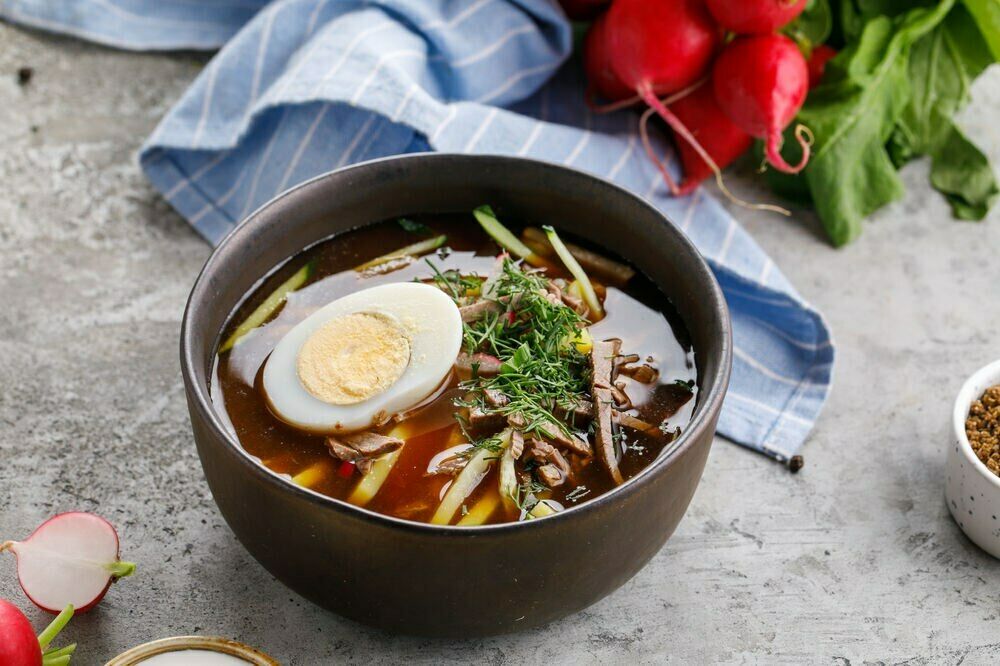 Okroshka on kvass with beef