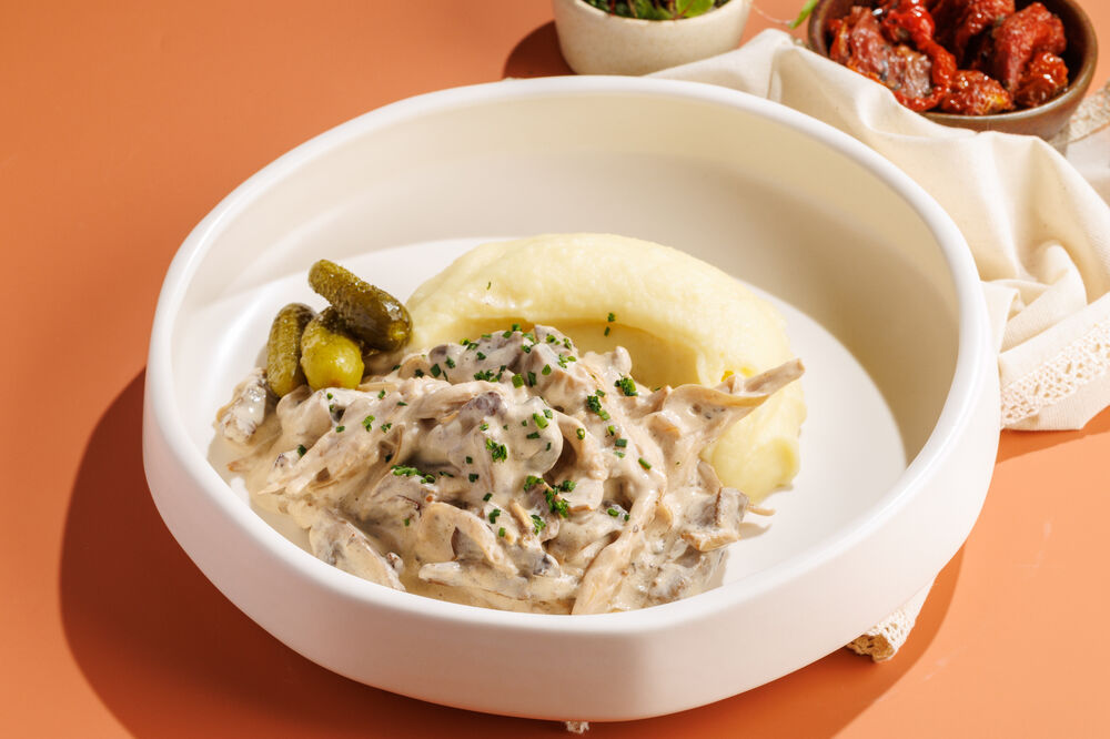 Beef Stroganoff with Mashed Potatoes