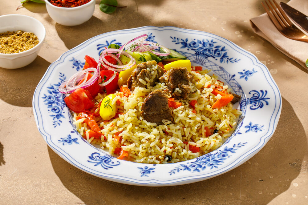 Pilaf with fresh vegetables