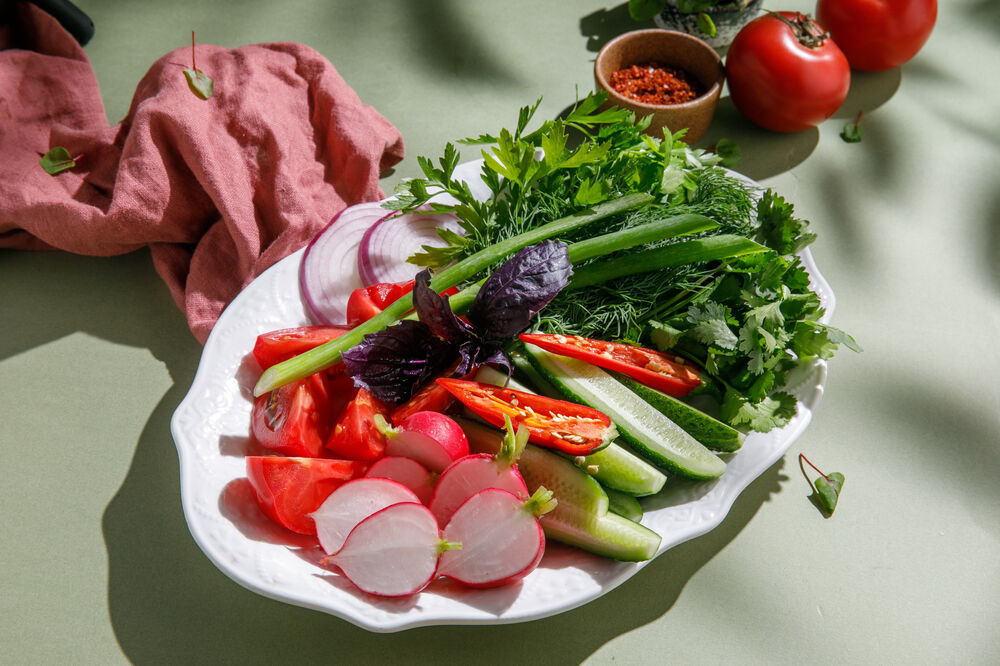 Seasonal vegetables and herbs