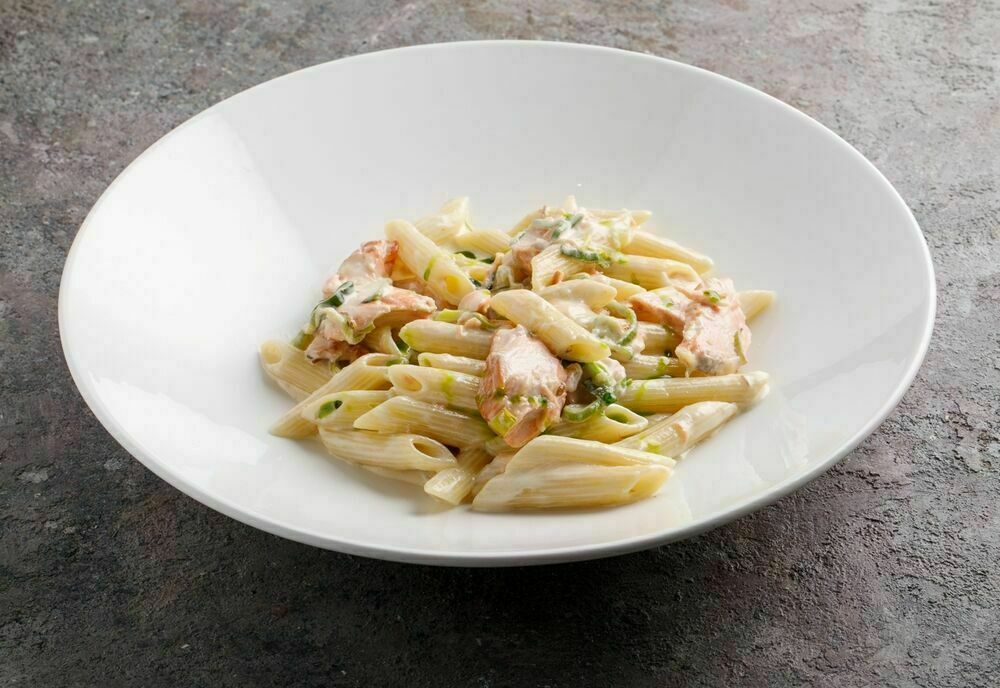 Penne with smoked sockeye salmon