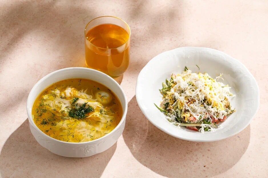 Chicken soup with homemade noodles + Bakhor