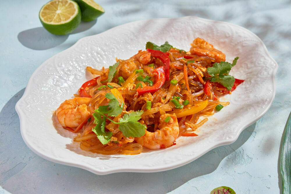 Singapore noodles with shrimp