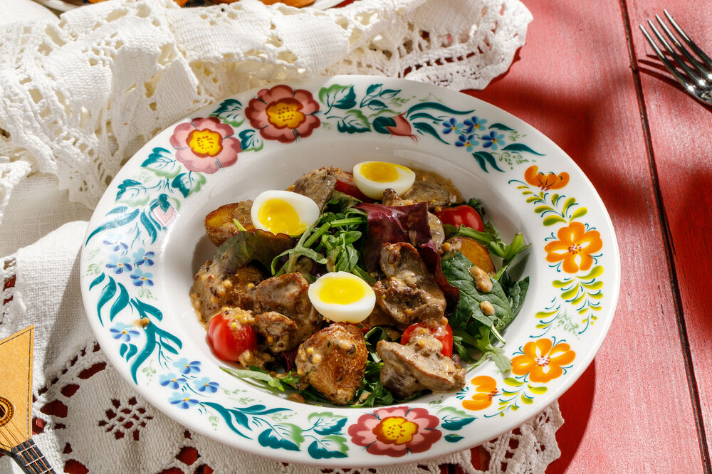 Салат с печенью цыплёнка