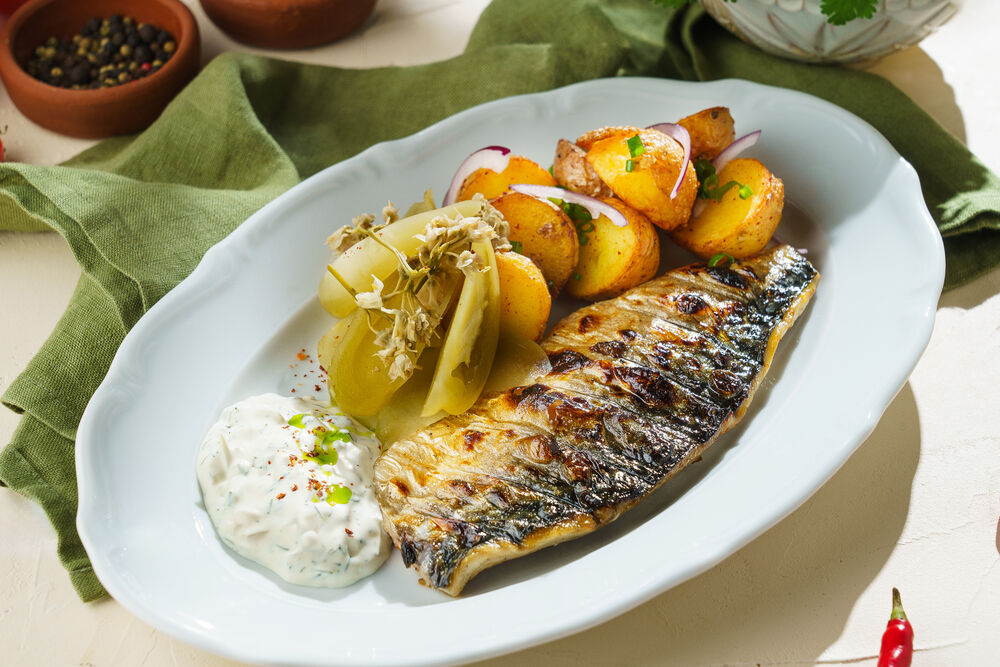 Grilled mackerel fillet