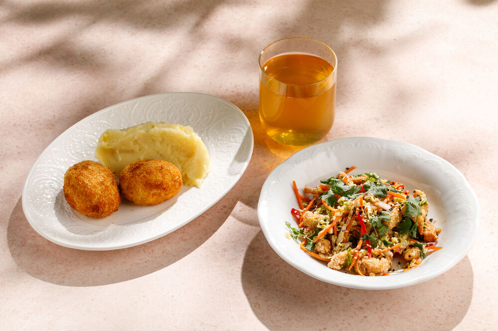 Chicken Kiev + Asian salad