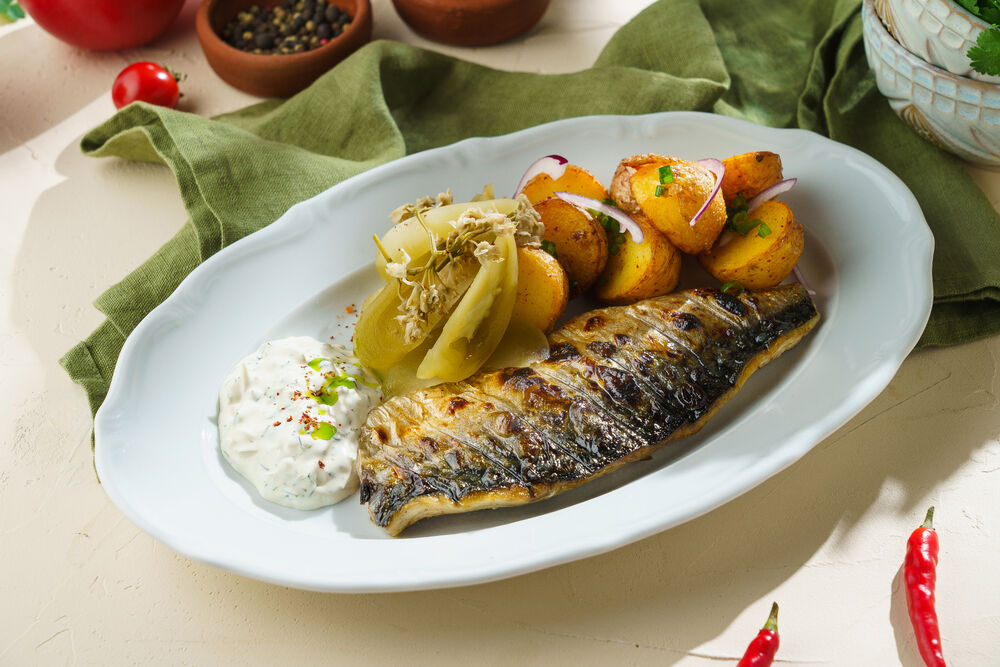 Grilled mackerel fillet