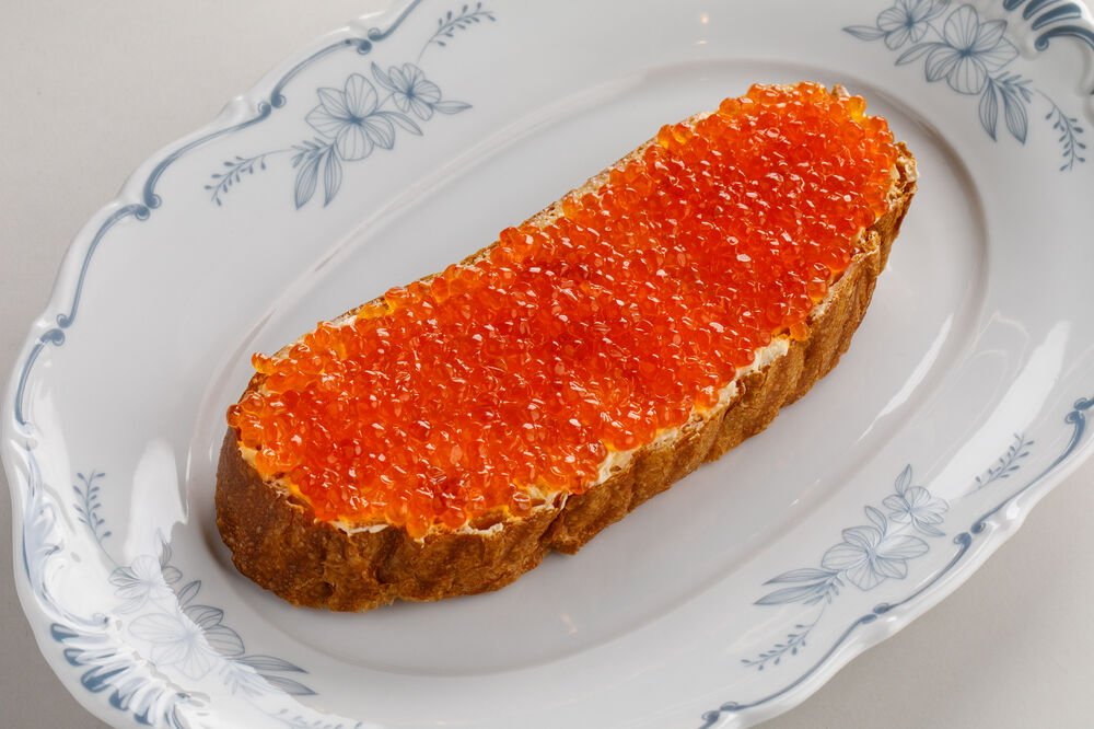 Bruschetta with red caviar