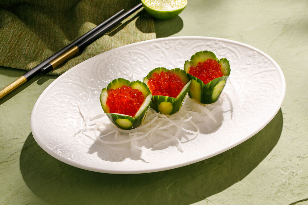 Red caviar sashimi