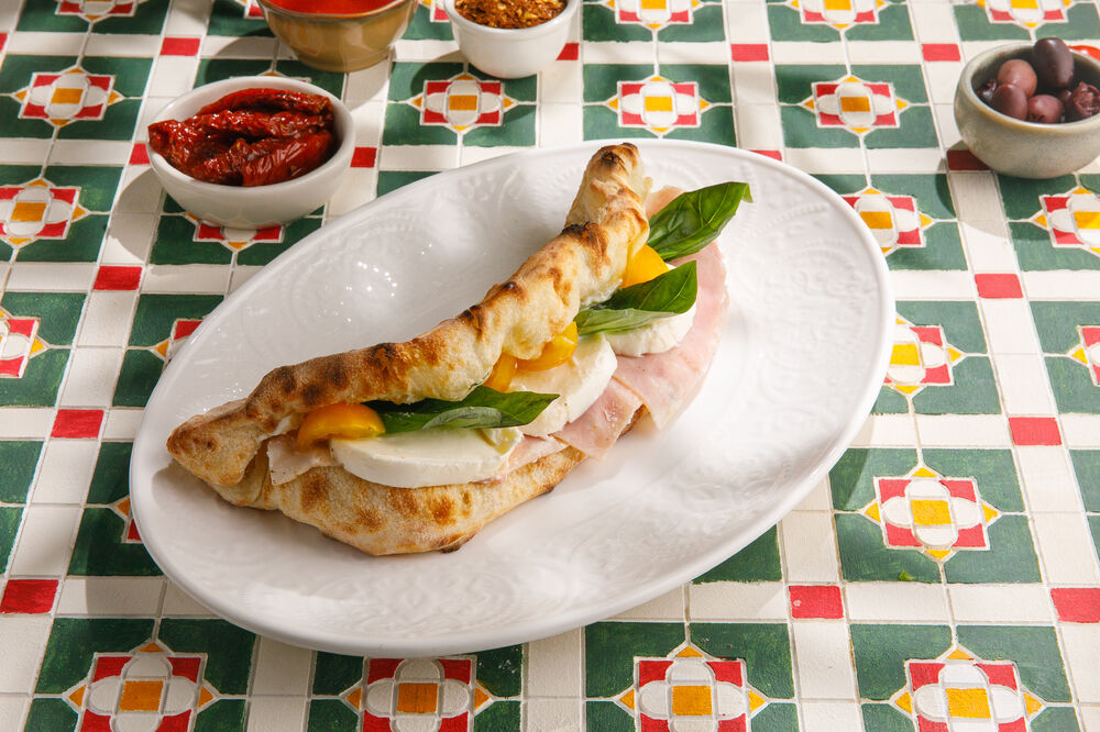 panini with buffalo mozzarella and ham