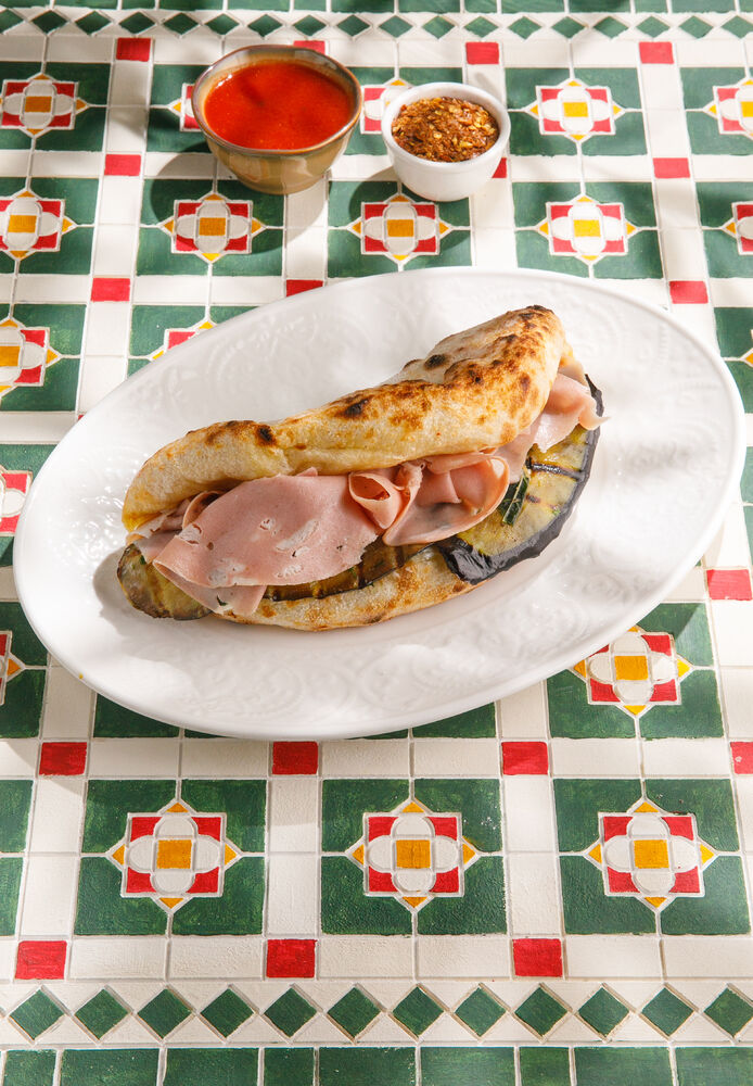 panini with buffalo mozzarella and ham