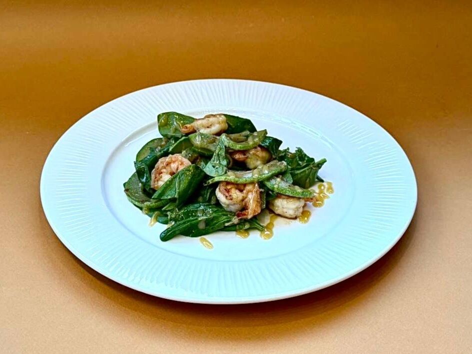 Shrimp with zucchini and French dressin