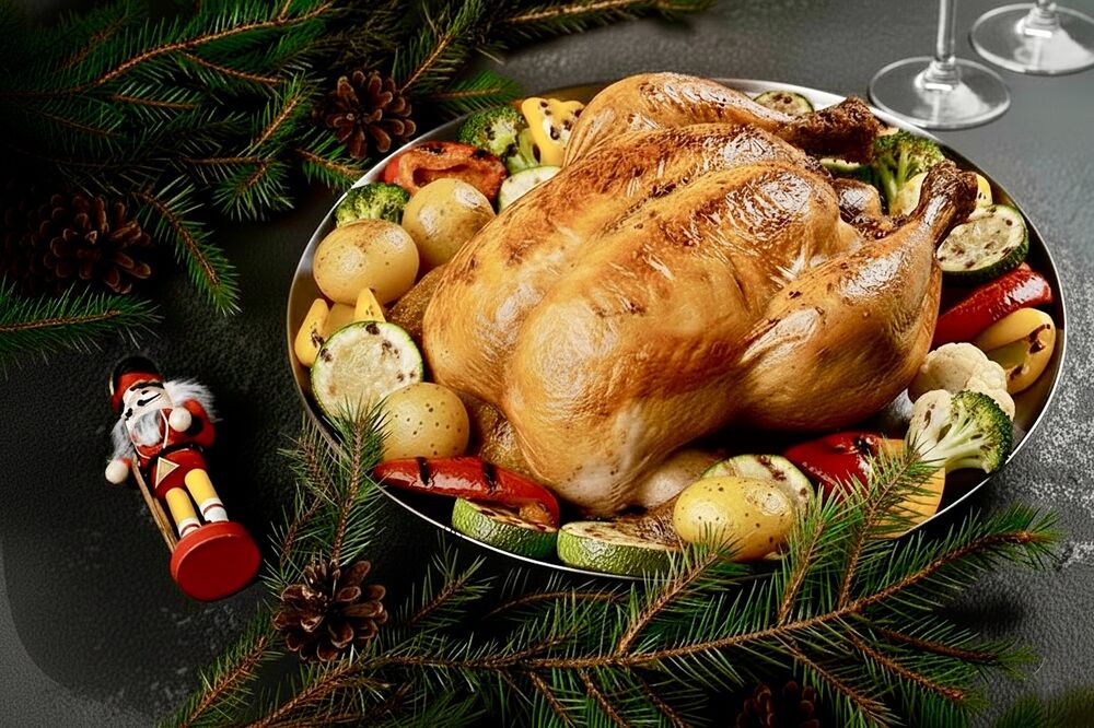 Farm chicken with vegetables on coals 1.2 kg