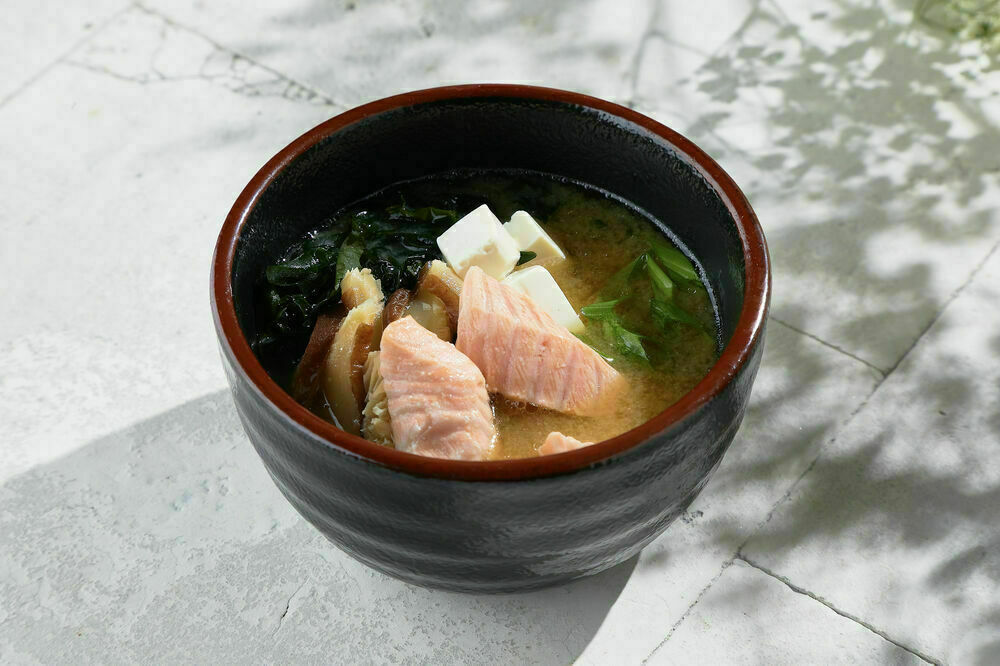 Miso soup with salmon