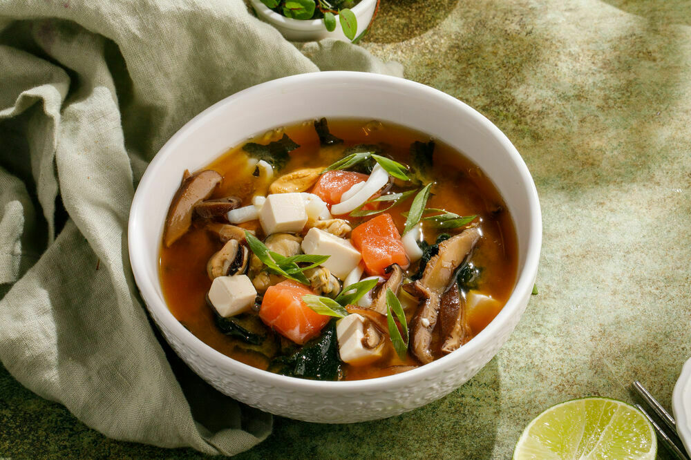 Miso soup with seafood